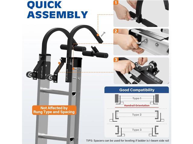 Ladder Roof Hook, 2 Pack Ladder Hooks for Roof Secured by Bolts, Roof Ladder Fits Most Parallel Rails Ladder, No Wobble Roofing Ladder Heavy-Duty...