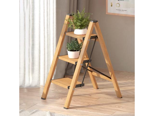 GameGem 3 Step Ladder, Aluminum Folding Step Stool with Anti-Slip Sturdy and Wide Pedal, Lightweight Portable Stepladder for Home and Kitchen Use...