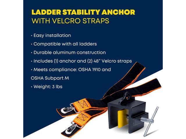 Tie Down Ladder Stability Anchor System Stabilizer Kit for Ladders w/3Ft Strap Fits-Connects-Clicks in Seconds Safety Device for...