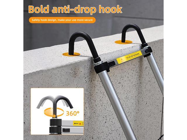 10.5ft Telescoping Ladder, Multi-Purpose Collapsible Ladder with Hook, Aluminum Extension Ladders for Home, Folding Telescoping Ladder for RV,...