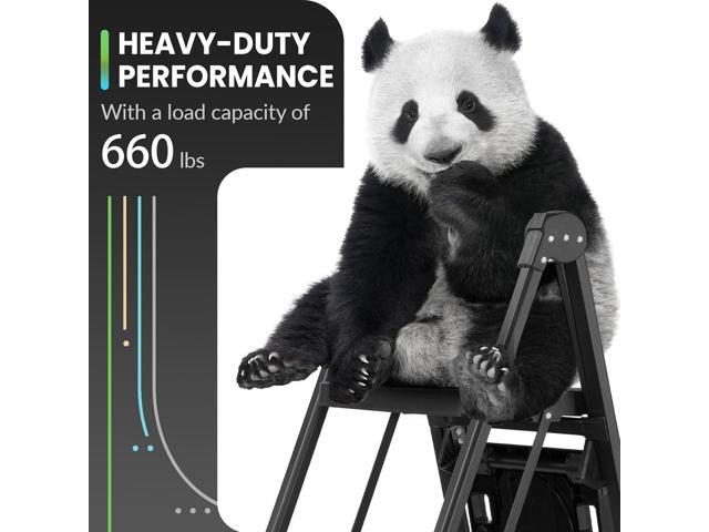 XinSunho 4 Step Ladder, Foldable Handrail & Tool Tray Stool Ladders with Anti-Slip Wide Pedal, 660 lbs Sturdy Steel Ladder for Home Kitchen and...