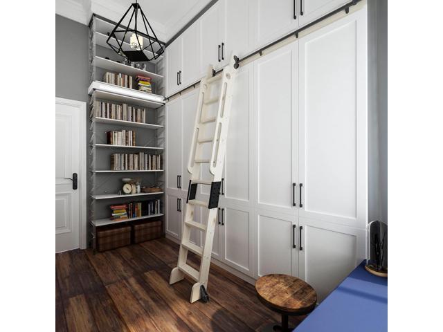 16FT Sliding Library Ladder Hardware kit Telescopic Upper Roller,Floor Wheels with Brakes (No Ladder)