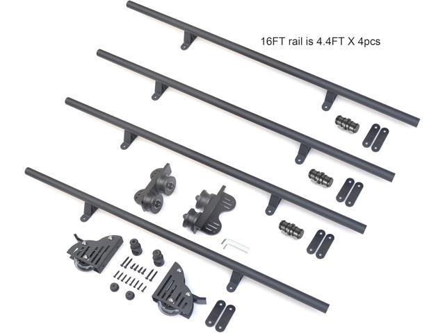 16FT Sliding Library Ladder Hardware kit Telescopic Upper Roller,Floor Wheels with Brakes (No Ladder)