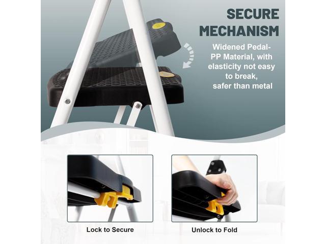 SocTone 3 Step Ladder, Folding Step Stool for Adults with Handle, Lightweight, Perfect for Kitchen& Household, 500lbs Capacity Sturdy Steel Ladder...