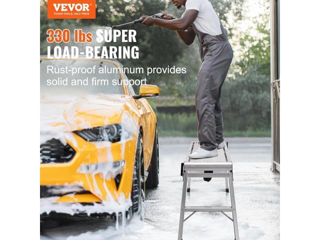 VEVOR Folding Work Platform, 30x12x20 Inch Aluminum Drywall Stool Ladder, 330 lbs Load Capacity Heavy Duty Work Bench w/Non-Slip Feet, Ideal for...