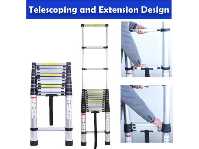 16.4FT Aluminum Telescoping Ladder with Detachable Hooks, Heavy Duty Folding Ladder Adjustable Height, 330lbs Load Capacity, EN131 Standard,...