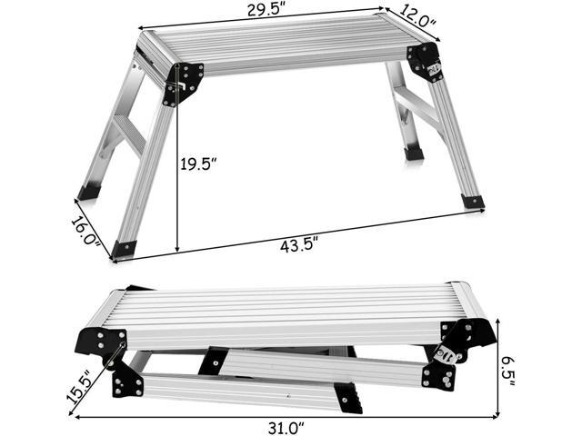 Giantex Work Platform Aluminum Step Ladder Drywall Safe CE Approved of Capacity 330 LBS Heavy Duty Portable Bench Folding Ladders Stool w/Non-Slip...