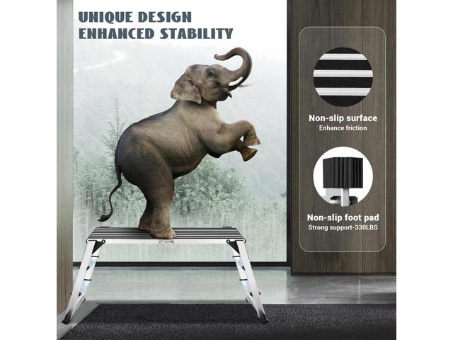 Work Platform Two Step Ladder, 50'×12'×27' Aluminum Platform, Heavy Duty Folding Work Bench Non-Slip 330 lbs Load Capacity for Washing Vehicles,...