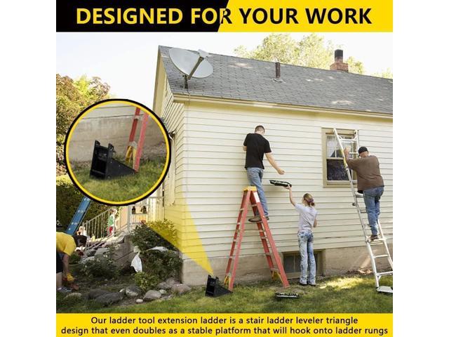 Ladder Leveler, Ladder Tool Extension Ladder, Ladder Leveling Tool, Stair Ladder with Storag Stable Platform for All Surfaces and Uneven Ground