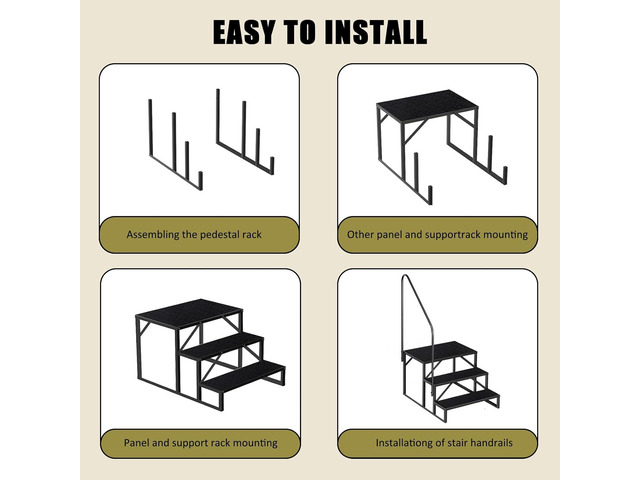 Step Ladder, Step Stool with Handle, Heavy Duty Pool Ladder Above Ground 660Lbs, Camper Steps Outdoor Steps RV Stairs for Reaching High, Portable...