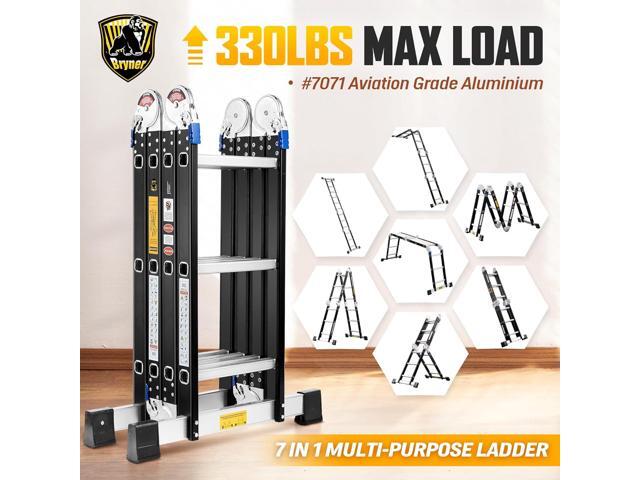Ladder, Bryner 7 in 1 Multi-Purpose Ladder Aluminium Extension Ladder 12Ft Folding Adjustable Telescoping Step Ladder Heavy Duty Ladders Meet SGS...