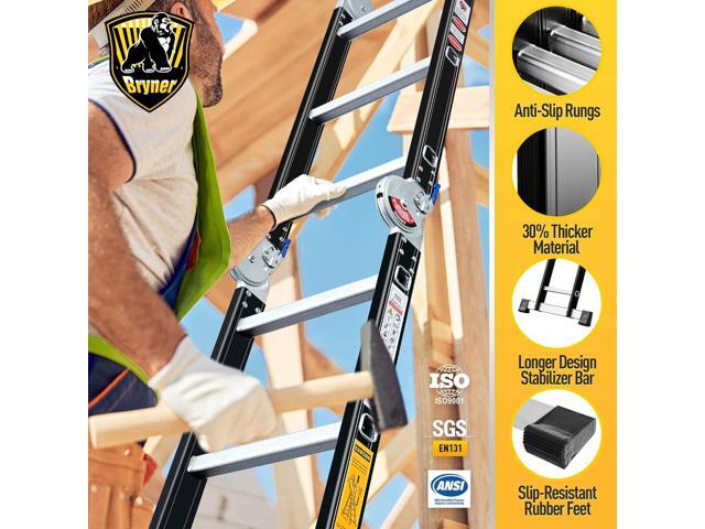 Ladder, Bryner 7 in 1 Multi-Purpose Ladder Aluminium Extension Ladder 12Ft Folding Adjustable Telescoping Step Ladder Heavy Duty Ladders Meet SGS...