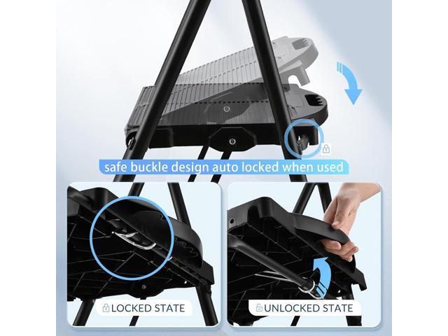 600lbs 2 Step Ladder,Folding Step Stool with Wide Anti-Slip Pedal, Lightweight Sturdy Steel Ladder with Handgrip,Portable Steel Step Stool for Home...