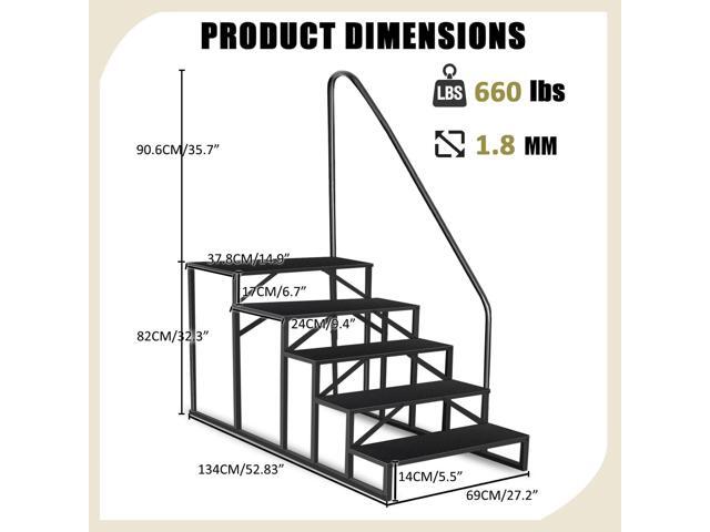 Step Ladder, Step Stool with Handle, Heavy Duty Pool Ladder Above Ground 660Lbs, Camper Steps Outdoor Steps RV Stairs for Reaching High, Portable...