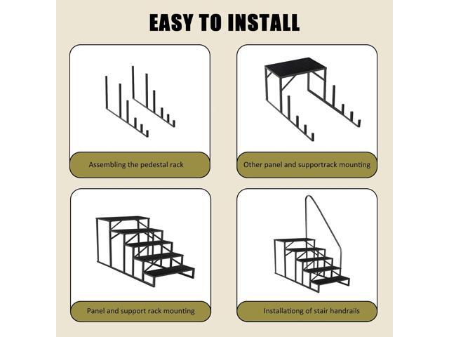 Step Ladder, Step Stool with Handle, Heavy Duty Pool Ladder Above Ground 660Lbs, Camper Steps Outdoor Steps RV Stairs for Reaching High, Portable...