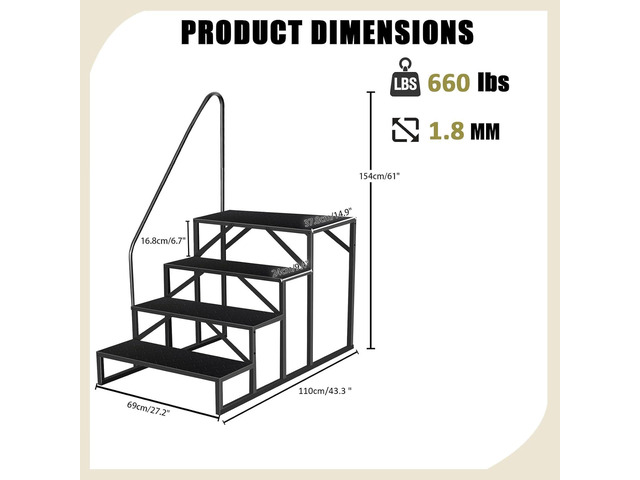 Step Ladder, Step Stool with Handle, Heavy Duty Pool Ladder Above Ground 660Lbs, Camper Steps Outdoor Steps RV Stairs for Reaching High, Portable...