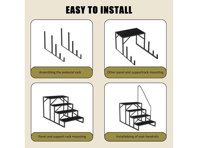 Step Ladder, Step Stool with Handle, Heavy Duty Pool Ladder Above Ground 660Lbs, Camper Steps Outdoor Steps RV Stairs for Reaching High, Portable...