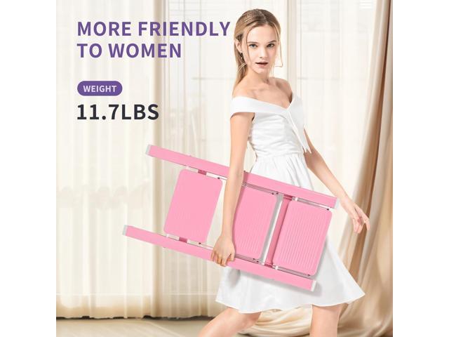 GameGem Pink Step Ladder 3 Step Folding, Small Step Stool for Women to Reach Higher Places, Widen 7.9Inch Pedal for Comfortable Use, Anti-Slip Foot...