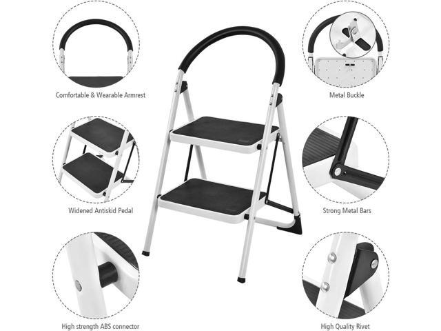 Goplus Step Ladder, Heavy Duty Folding 2 Step Ladder Step Stool with Handgrip and Wide Anti-Slip Platform Sturdy HD Construction, 330lbs Capacity...