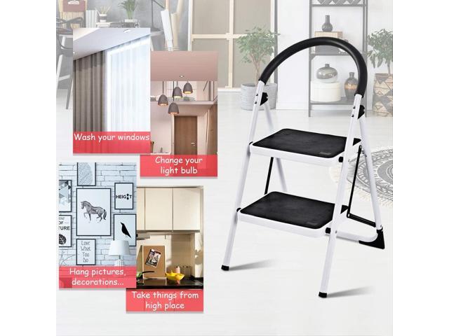 Goplus Step Ladder, Heavy Duty Folding 2 Step Ladder Step Stool with Handgrip and Wide Anti-Slip Platform Sturdy HD Construction, 330lbs Capacity...
