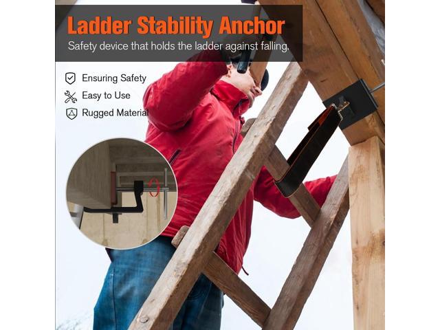 Ladder Stability Anchor, Ultimate Ladder Safety Kit, Ladder Guard Fall Protection Anchor, Anti-Slip Ladders Anchor Clamp Roof with Rack Straps