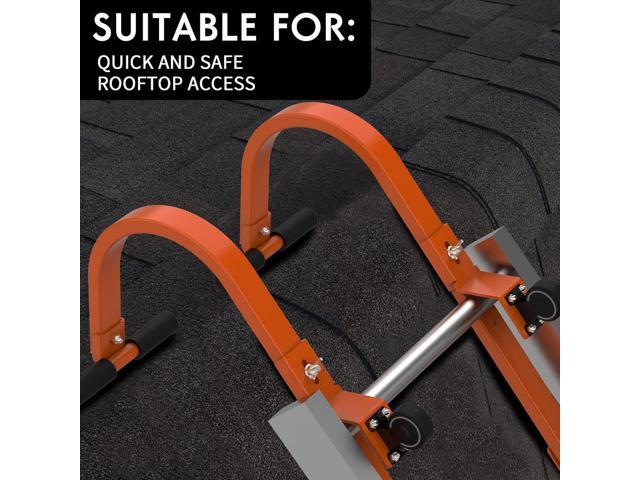 2 Pack Heavy Duty Roof Ladder Hook with Wheel,Extension Ladder Stabilizer for Roof with Rubber Grip T-Bar for Damage Prevention, Fast and Easy...