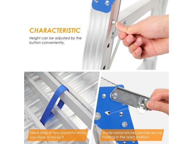 ORIENGEAR Adjustable Work Platform with Wheels, Support 330 lbs Height 24 to 35 inches Portable Aluminum Step Stool Folding Ladder Non Slip for...