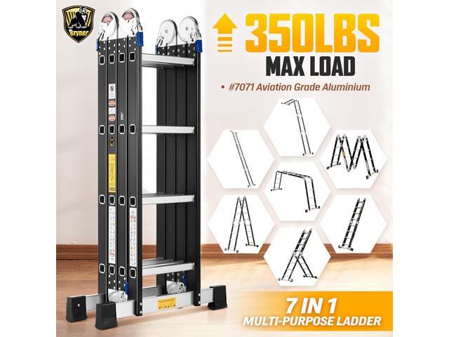 Bryner Ladder 7 in 1 Multi-Purpose Ladder Aluminium Extension Ladder 14Ft Folding Adjustable Telescoping Step Ladder Meet SGS EN 131 Standard Heavy...