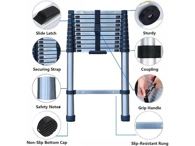 Telescoping Ladder, 10 FT Stainless Steel Extension Ladder for Home, Collapsible Ladders 330 Lb Max Capacity, Multi-Purpose Telescopic Ladder for...