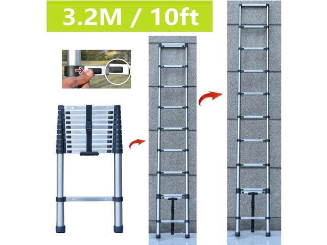 Telescoping Ladder, 10 FT Stainless Steel Extension Ladder for Home, Collapsible Ladders 330 Lb Max Capacity, Multi-Purpose Telescopic Ladder for...