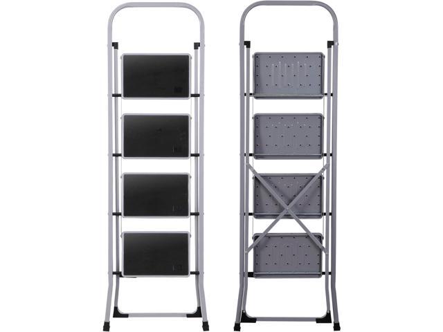 F2C 4 Step Ladder, Folding Step Stool with Wide Anti-Slip Pedals & Handgrip, Portable Lightweight Ladder Anti-Slip Pedal for Home, Kitchen, Office,...
