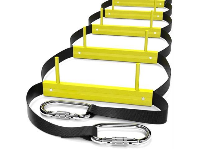 Wall Mounted Fire Escape Ladder 2 Story 13ft - Fire Ladder for Homes Include Aluminum Box, Snap Hooks and 2 Mounting Anchors Set - 2-Story...