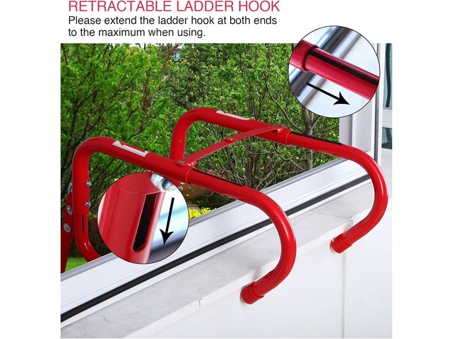 Retractable Fire Escape Ladder 2 Story Homes, 15 Foot with Wide Aluminum Steps for Adults Emergency Window Exit