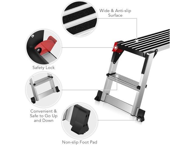 ERGOMASTER 40'' Step Stool Folding Ladder Portable Work Bench Aluminum Drywall Stool with Non Skid Rubber Platform Step with Max 330 lbs Capacity