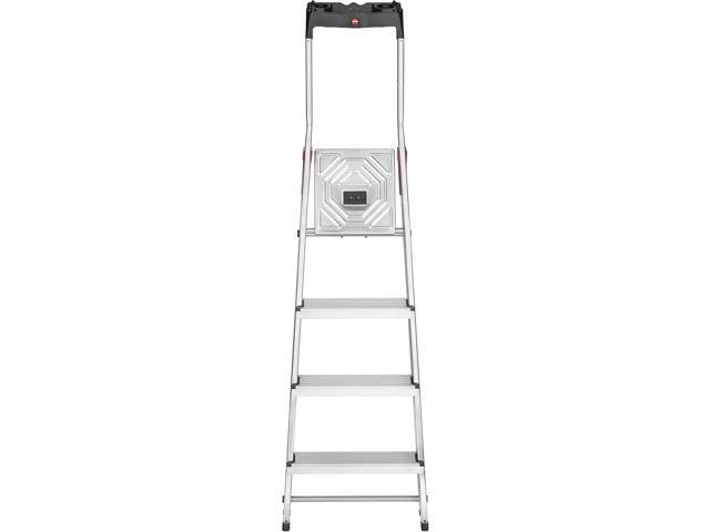 Hailo 8160-407 L60 Safety Ladder, 4 Steps, Multifunction Tray, Hinge Protection, Made in Germany