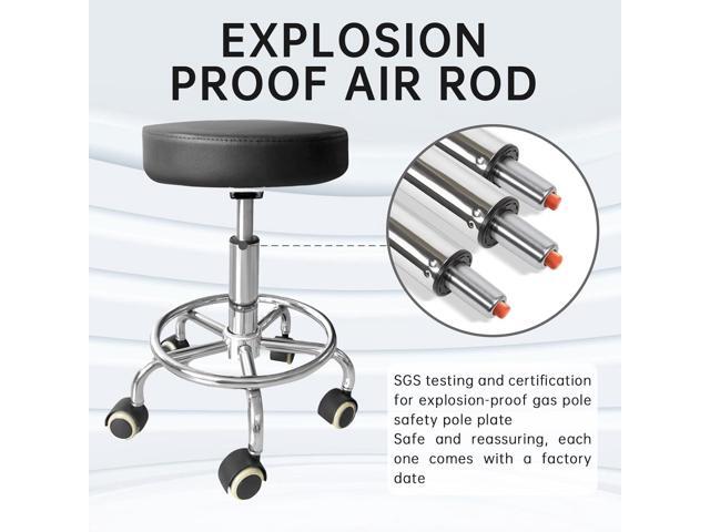 Rolling Stool with Wheels, PU Leather Office Chair with Foot Rest, Adjustable Height 360 Degree Rotation Swivel Stool for Tattoo Massage Salon Spa...