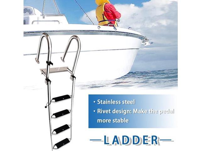 Stainless Steel 4 Steps Telescoping Boat Ladder Reinforce Dock Ladder Heavy Duty Swim Deck Ladder with Wider Pedals and Hand Railings, Rated to 500...