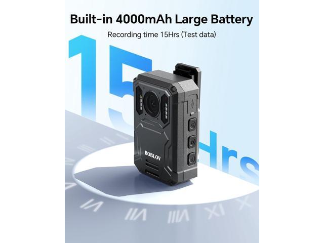 BOBLOV KJ23Pro 2K Body Camera, 128GB Body Worn Camera with Night Vision, 4000mAh Battery for 15 Hours Continuous Recording, with Car Suction for...
