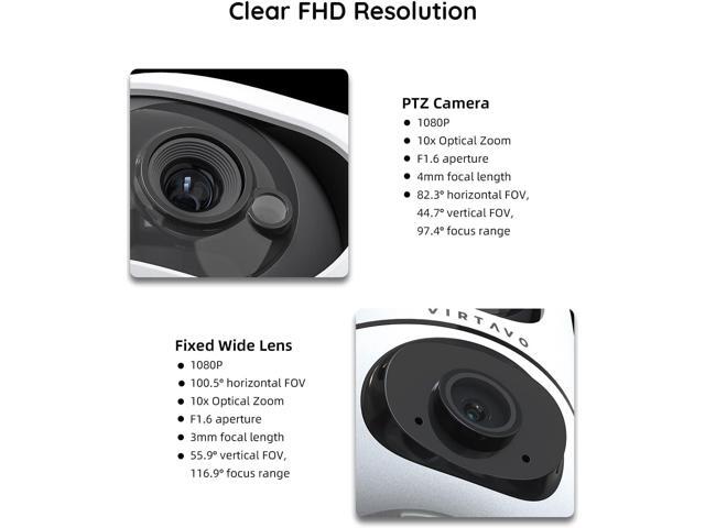 virtavo XD1 Indoor Security WiFi Camera, Wireless, Dual-Lens 360° PTZ Baby Monitor & Pet Cam, Motion Tracking, 2-Way Audio, Night Vision, Cloud/SD...