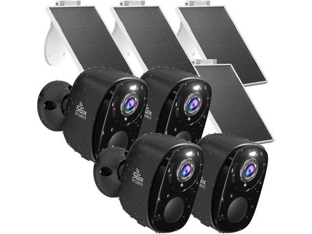 4pcs Wireless Security Cameras Outdoor,5G/2.4G Solar Cameras, 2K Battery Powered Surveillance Cameras for Outdoor Use, Color Night Vision, AI...