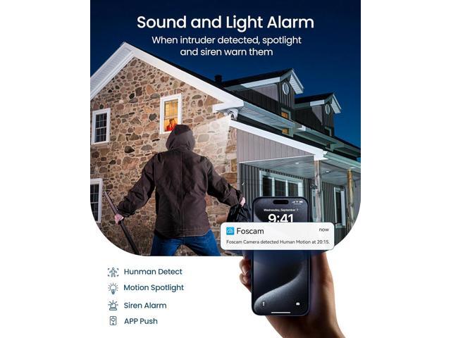 FOSCAM 5MP Security POE IP Camera Outdoor/Indoor, T5EP 3K Home Security Surveillance Cameras with 2-Way Talk, AI Detect Human/Vehicle,Color Night...