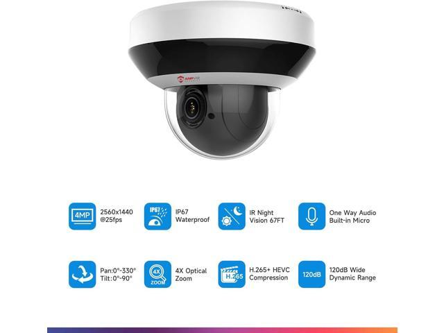 Anpviz 4MP PoE PTZ IP Camera with 4X Optical Zoom, 2560x1440@30fps, H.265+ Dome Security Camera, Perimeter Protection, Built-in Audio, Alarm, 330°...