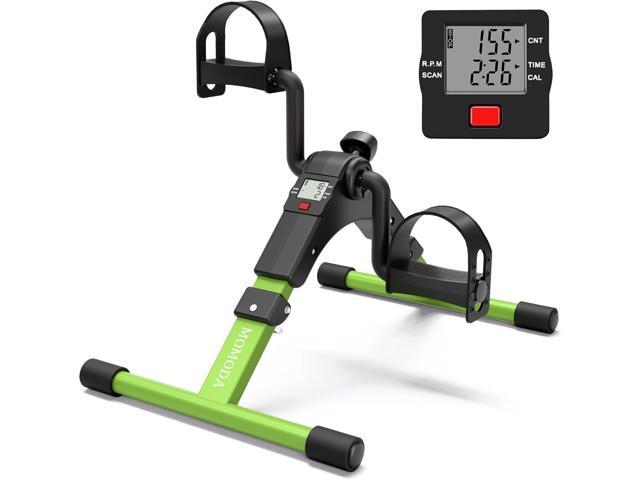Pedal Exerciser Desk Exercise Bike Leg and Arm Bike with LCD Monitor Foldable (black/green)
