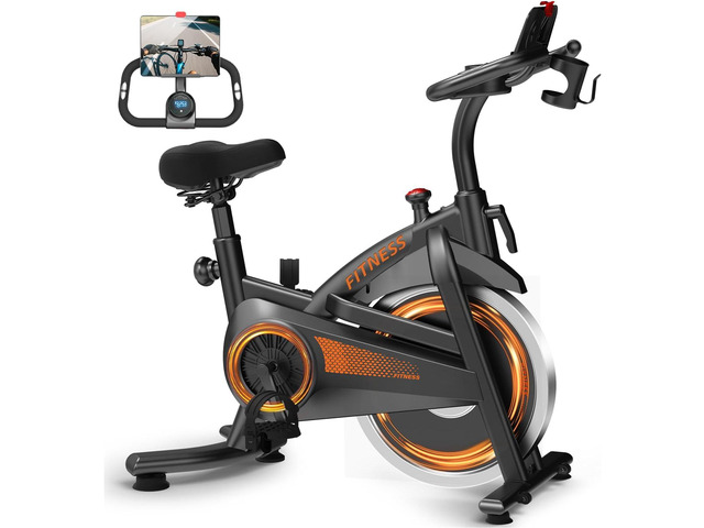 CURSOR FITNESS Exercise Bike, Brake Pad Stationary Bike for Home with Exclusive App, Stationary Bikes for Home with 300 lb Weight, Indoor Cycling...