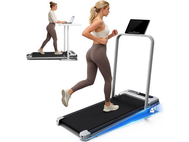 Walking Pad Treadmill with Handlebar and Incline, Anti-Slip Compact Under Desk Treadmill with Remote Control, 2.5HP Walking Jogging Running Machine.