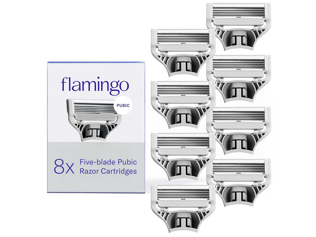 Flamingo Pubic Women's Pubic Razor Refill Cartridges, 8 Women's Razors for Shaving Bikini Line
