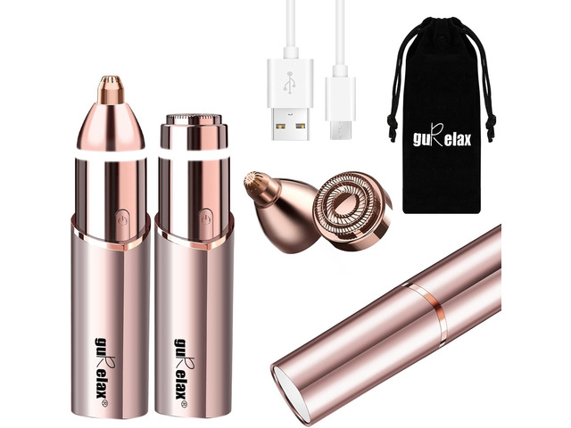 Facial Hair Remover for Women(Gen 3 Pro), Eyebrow Facial Trimmer, Luxury 2 in1 Hair Removal Device for Face, Lip, Nose, with Replacement Heads