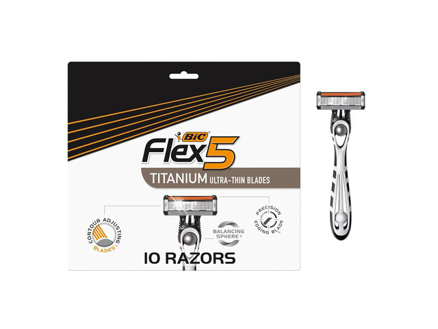 BIC Flex 5 Disposable Razor for Men, Sensitive Skin Razor For a Smooth, Comfortable and Close Shave, 10 Piece Razor Set