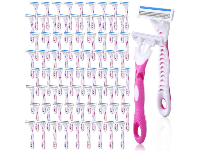 72 Count Women's Disposable Razors Blades Bulk 3 Blade Razors for Women Disposable Head Razor Sensitive Skin Razor Comfortable Shave for Bathing...