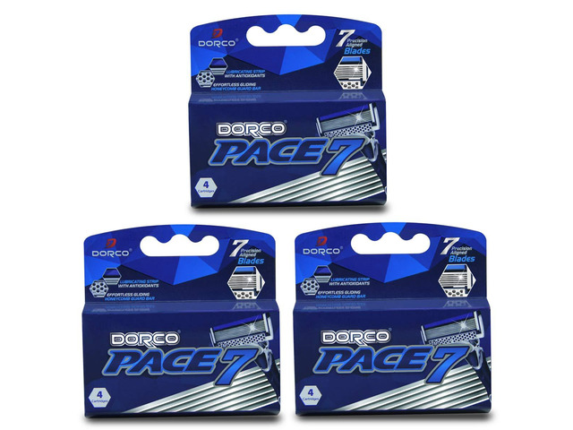 Dorco Pace 7 - World's First and Only Seven Blade Razor - 12 Cartridges (No Handle)